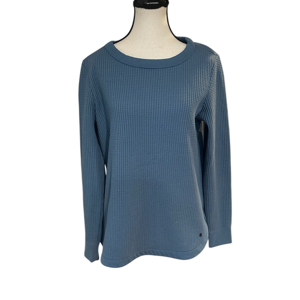 L.L. Bean Women's Waffle-Knit Crewneck Sweatshirt - Dusty Blue